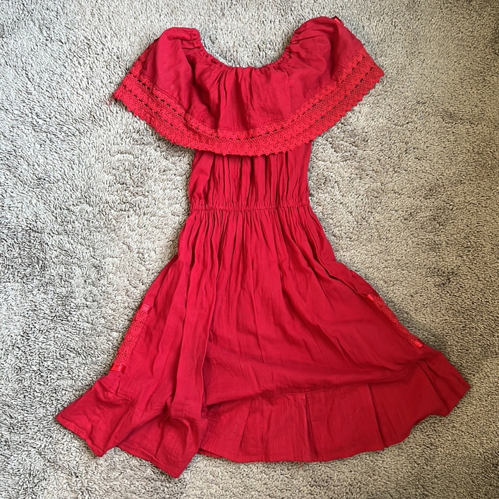 Girls Mexican Traditional Embroidered Dress - 8 - Picture 4 of 6